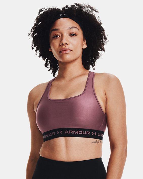 Women's Armour® Mid Crossback Sports Bra, Purple, pdpMainDesktop image number 2